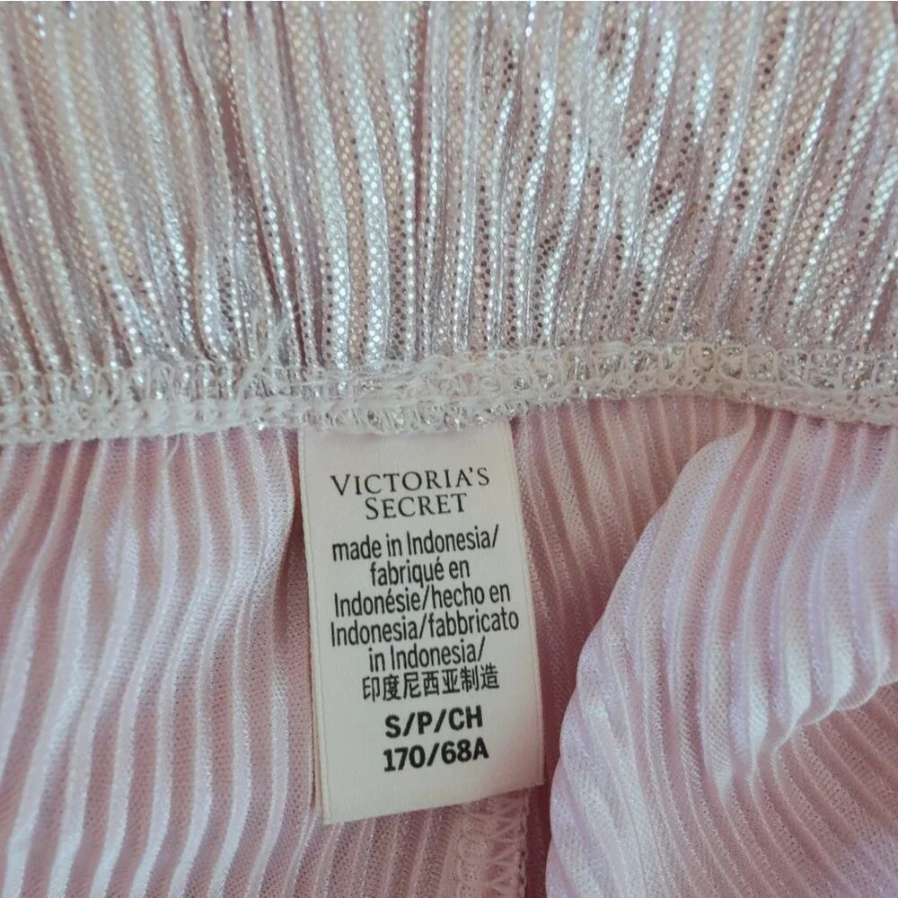 VTG Victoria's Secret Pink Metallic Foil Pleated Plisse Tap Sleep Shorts, Sz S